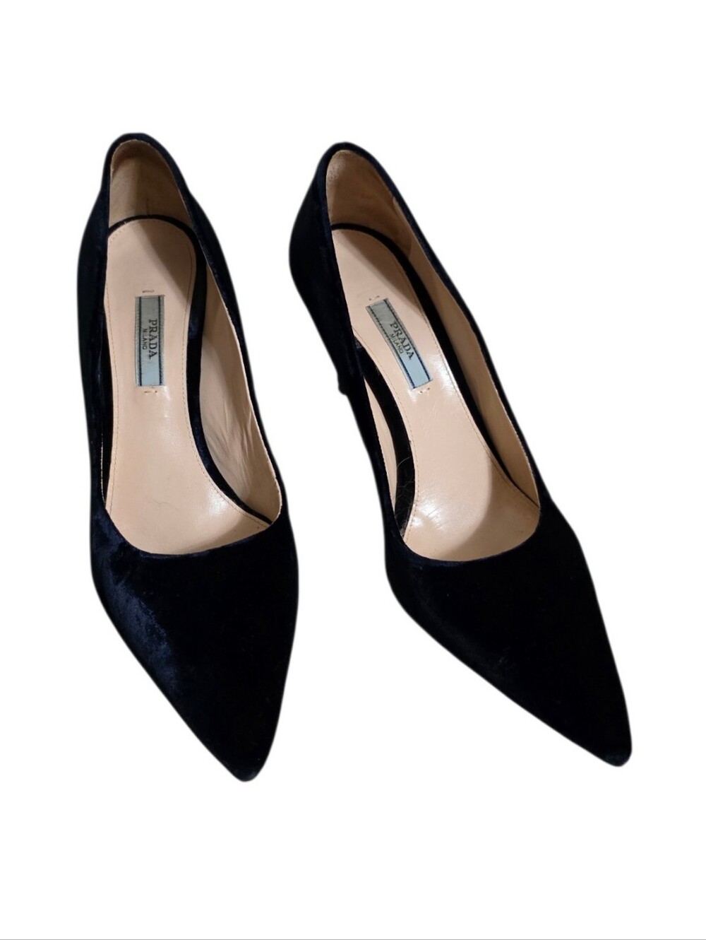 Prada Velvet Heels in Deep Navy Size 9.5